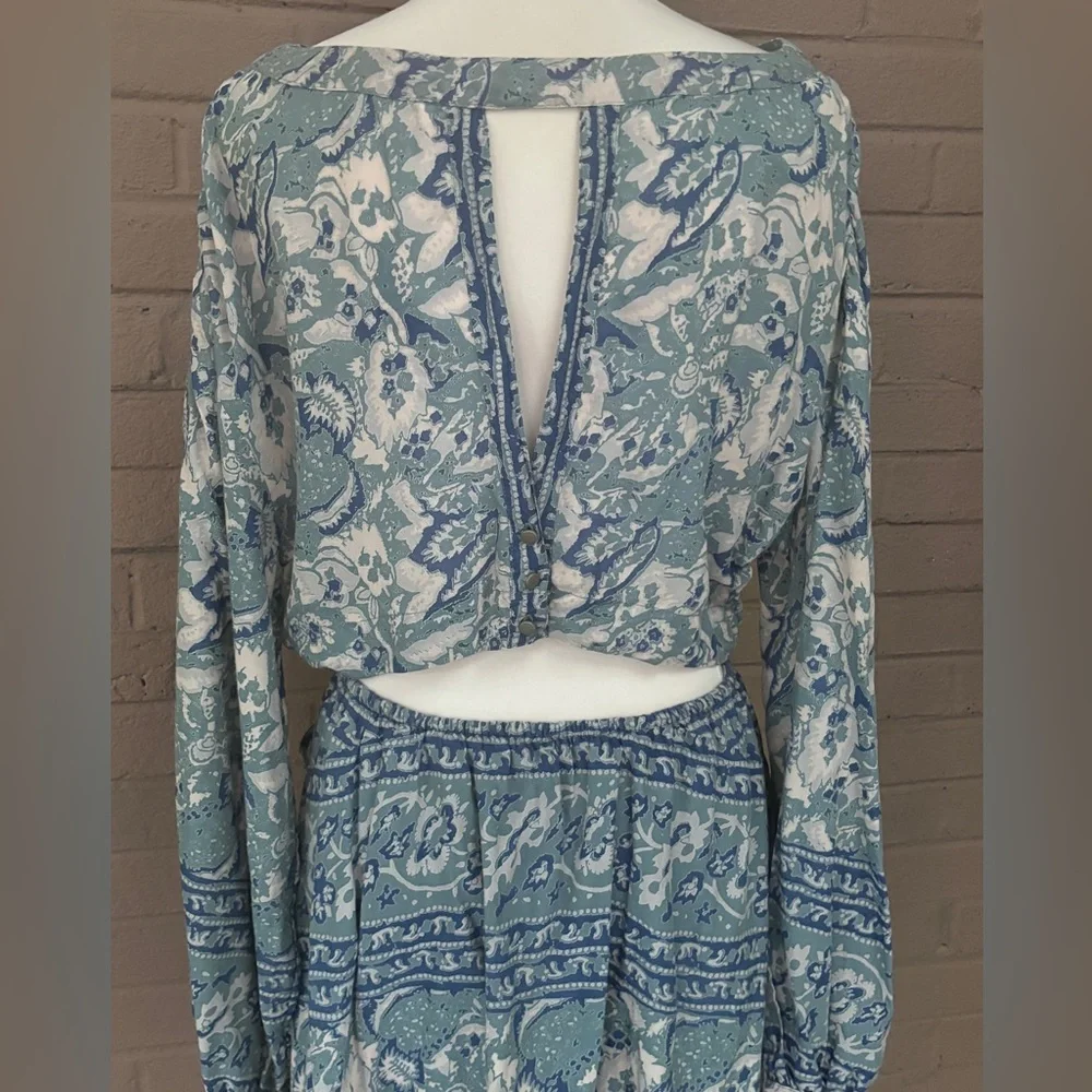Free People print open back disconnected dress  S